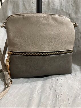 Two-Tone Neutral Crossbody Bag in Taupe and Gray